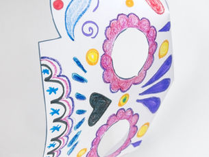An image of a decorated Paper skull mask.