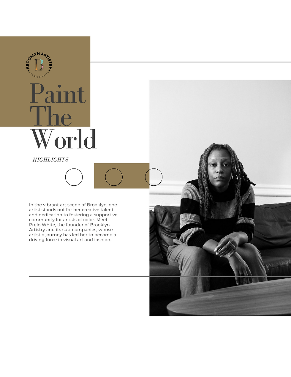 Prelo White: Empowering Creatives of Color Through Art and Fashion In the vibrant art scene of Brooklyn, one artist stands out for her creative talent and dedication to fostering a supportive community for artists of color. Meet Prelo White, the founder of Brooklyn Artistry and its sub-companies, whose artistic journey has led her to become a driving force in visual art and fashion.
