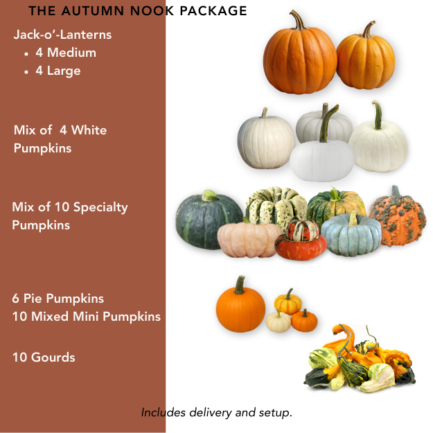 Fall porch decorating with pumpkins by Tandy Lane in Rhode Island.
