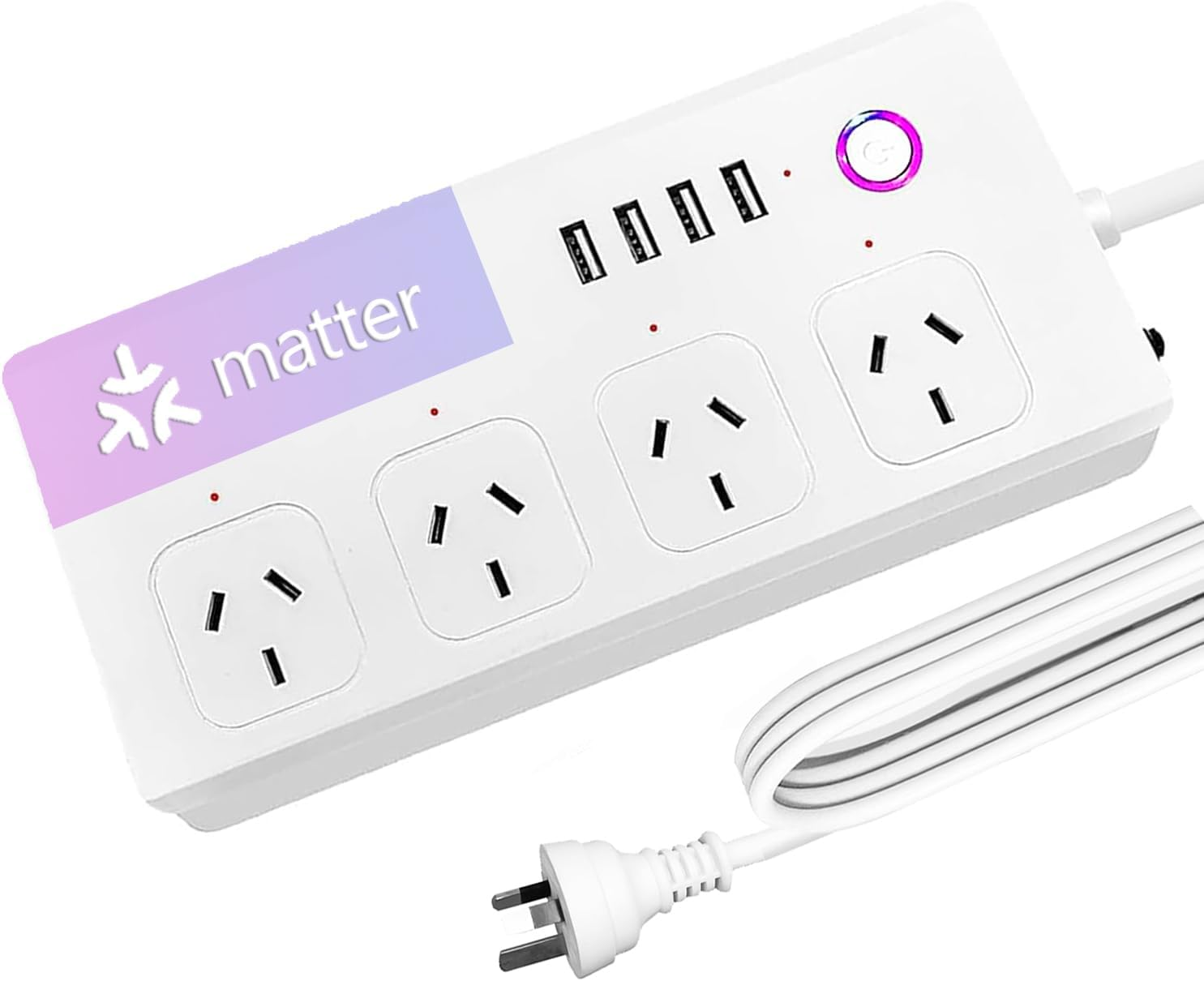 Matter Smart Power Strip, Smart Power Board with 4 Outlets and 4 USB Charging P