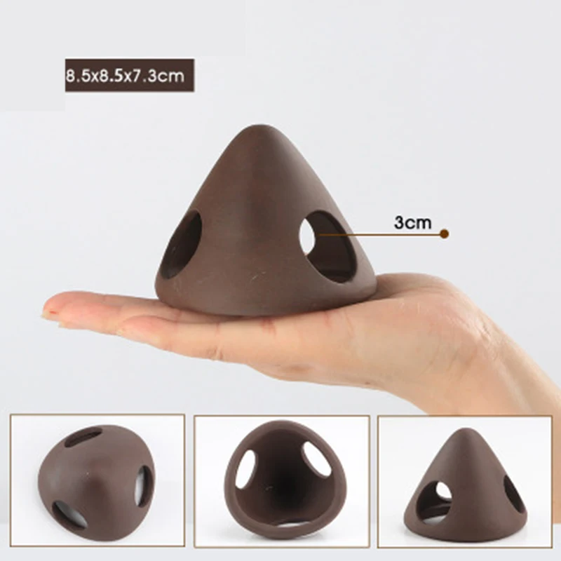 Triangle Shape Clay Pot Fish Shrimp House Cave Shelter Fish Tank Landscaping Aqu