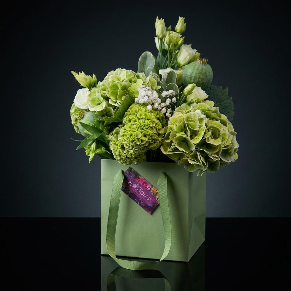 The Green Velvet luxury green hydrangea bouquet by Blossoms & Co Bradford florist