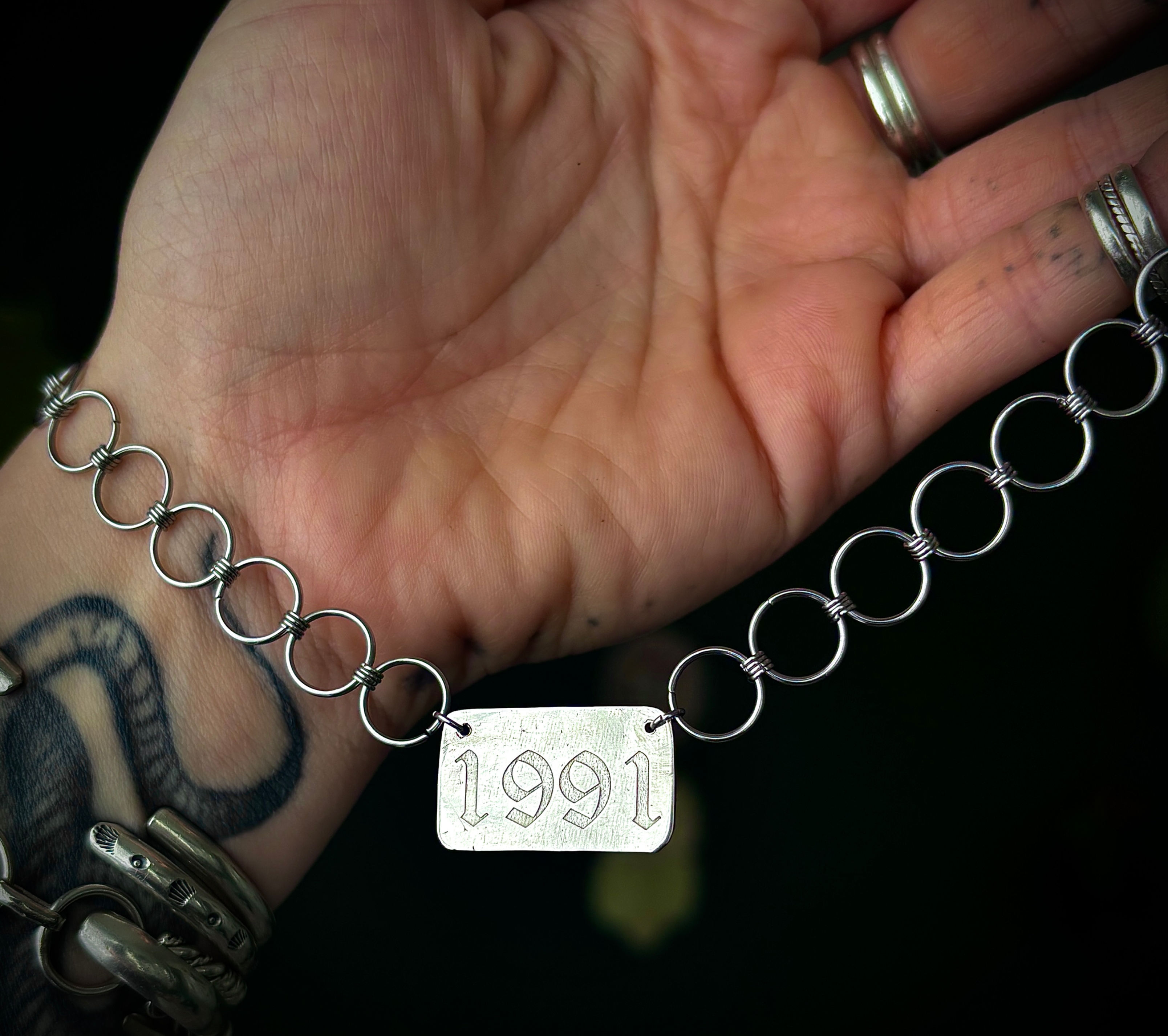 Custom Engraved Year Tag Choker