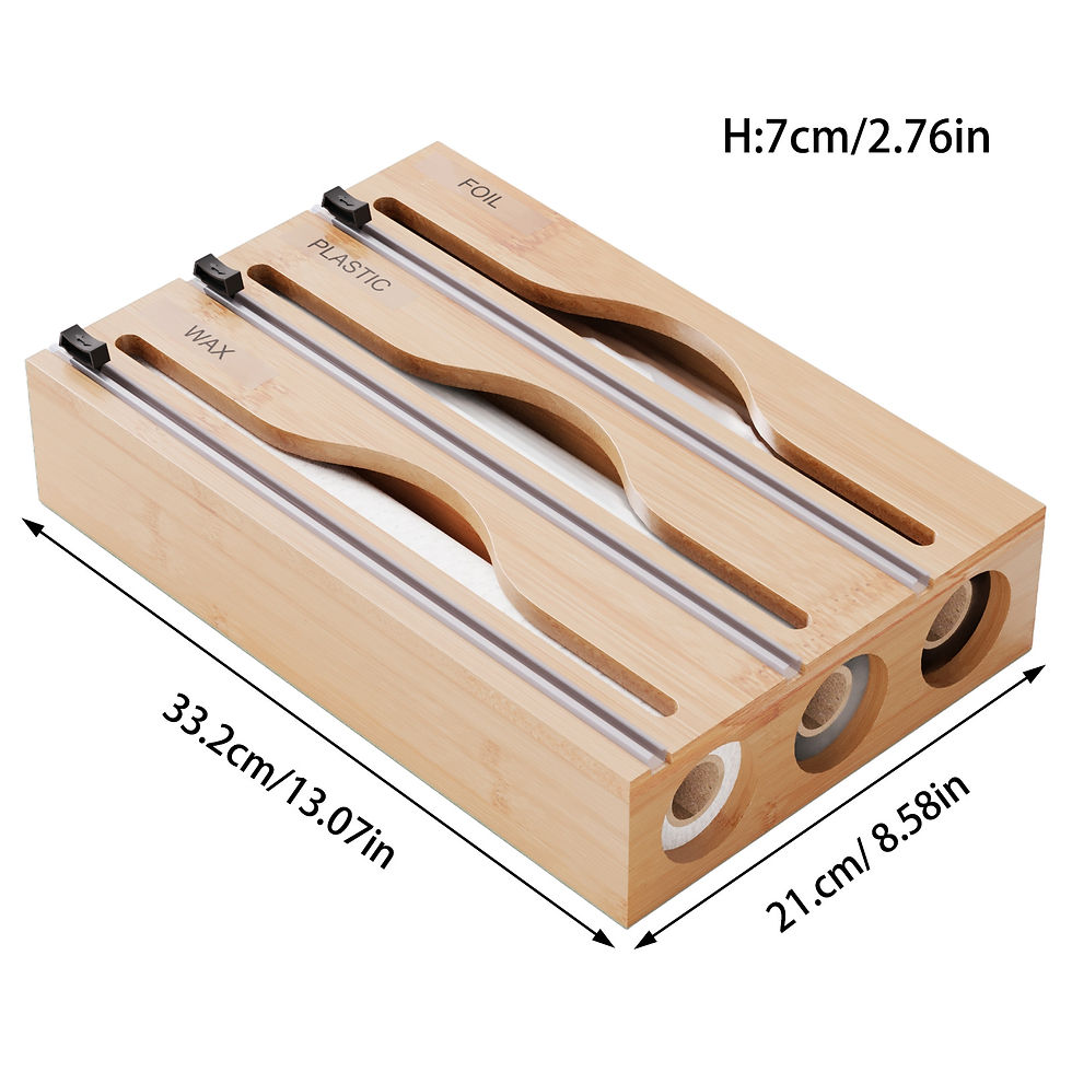 Thumbnail: Bamboo Kitchen Wrap Cutter Storage Organizer