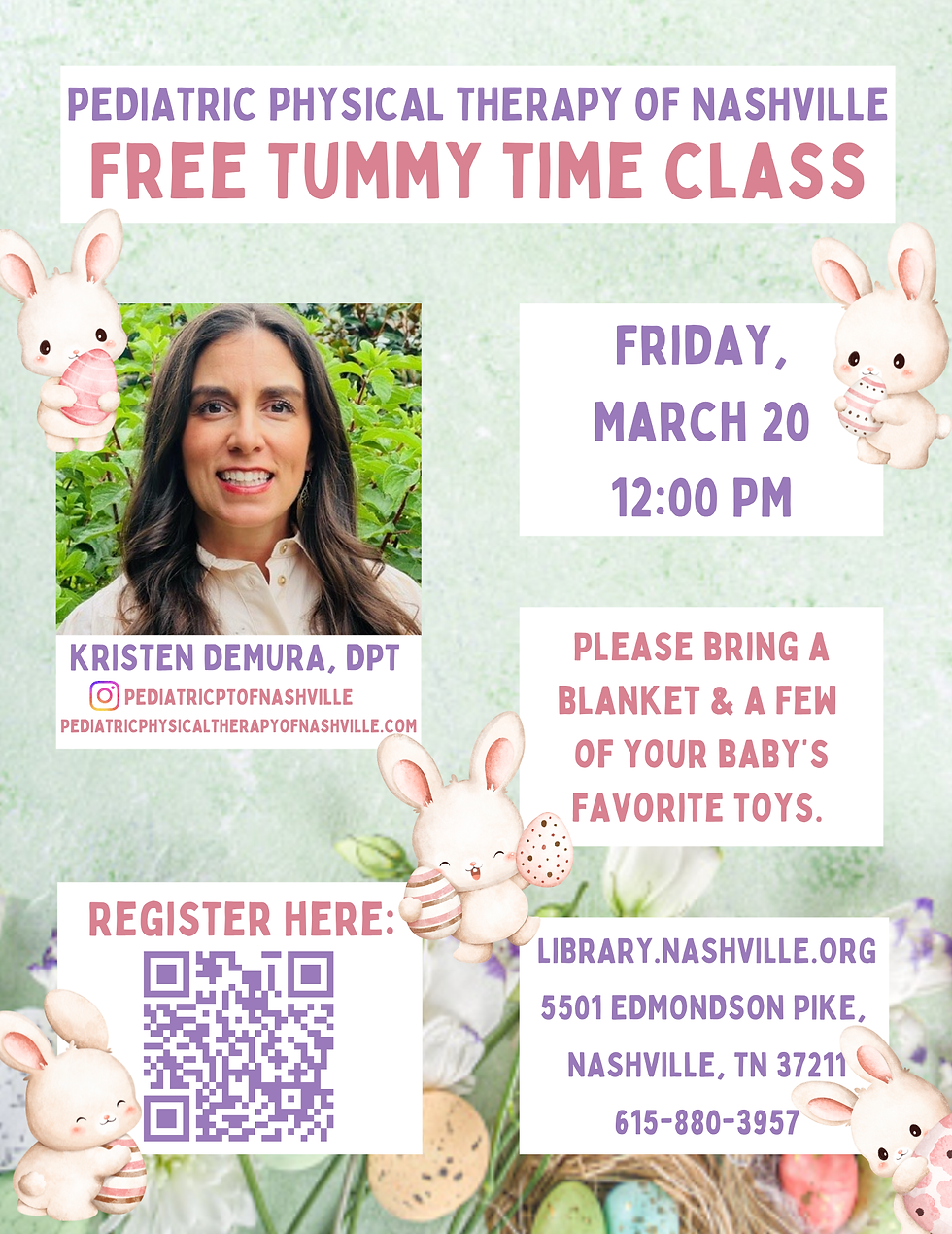 3/20 FREE Tummy Time Class @ Edmondson Pike Library