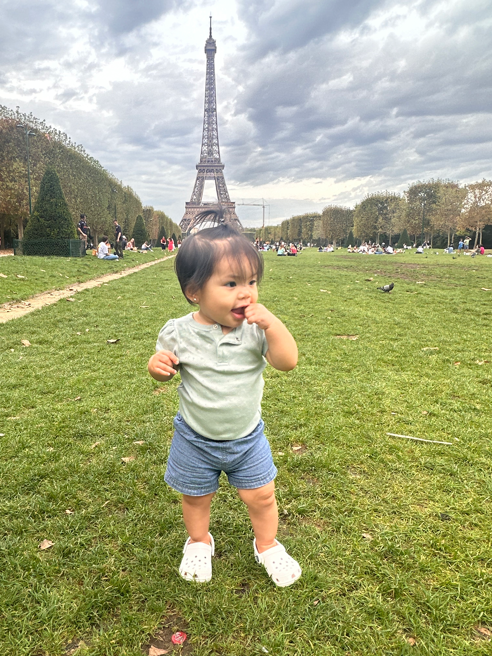 My daughter after 10 hrs in flight - NY to Paris