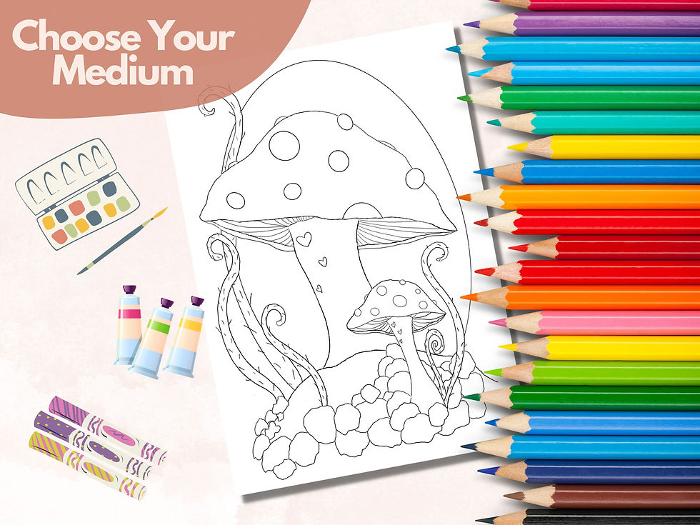 Thumbnail: Shrooms of Hearts Coloring Page