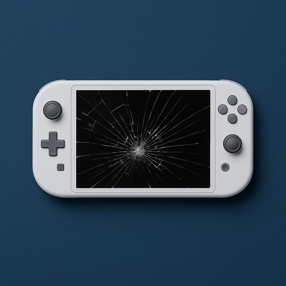 Game controller with cracked screen ready for console repair