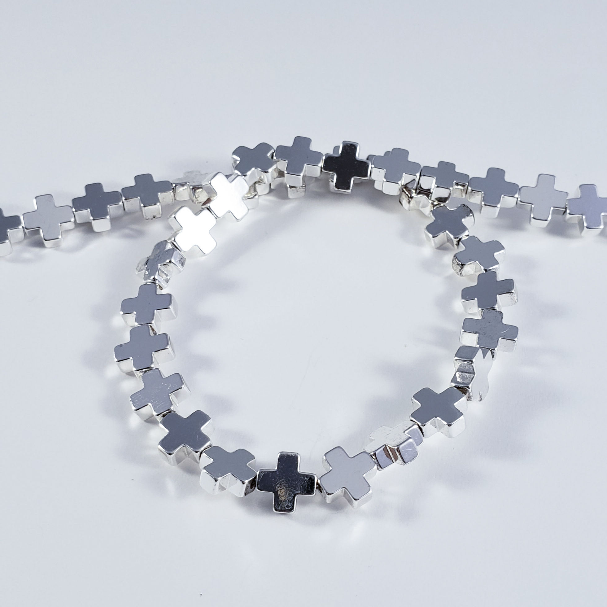 Hematite Cross Silver Smooth