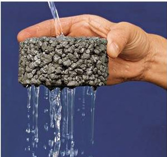 A porous asphalt brick with water flowing through it.