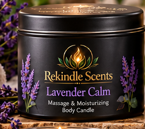 Rekindle Scents Lavender Calm – 4 oz Black Tin