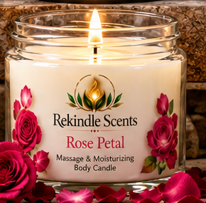 Rekindle Scents Rose Petal – 4 oz Clear Glass