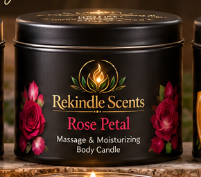 Rekindle Scents Rose Petal – 4 oz Black Tin