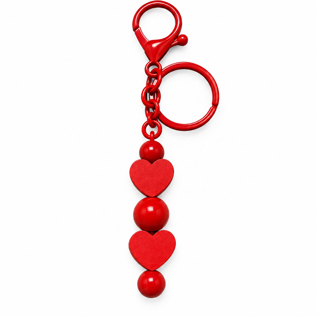 Crimson Heart-to-Heart Handcrafted Keychain