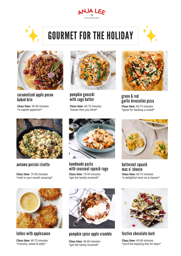Gourmet Holiday Virtual Cooking Class Menu for Team Building