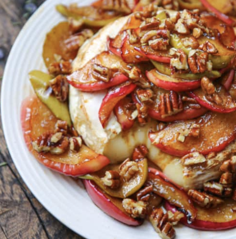 Baked Brie with Caramelized Apples & Pecans