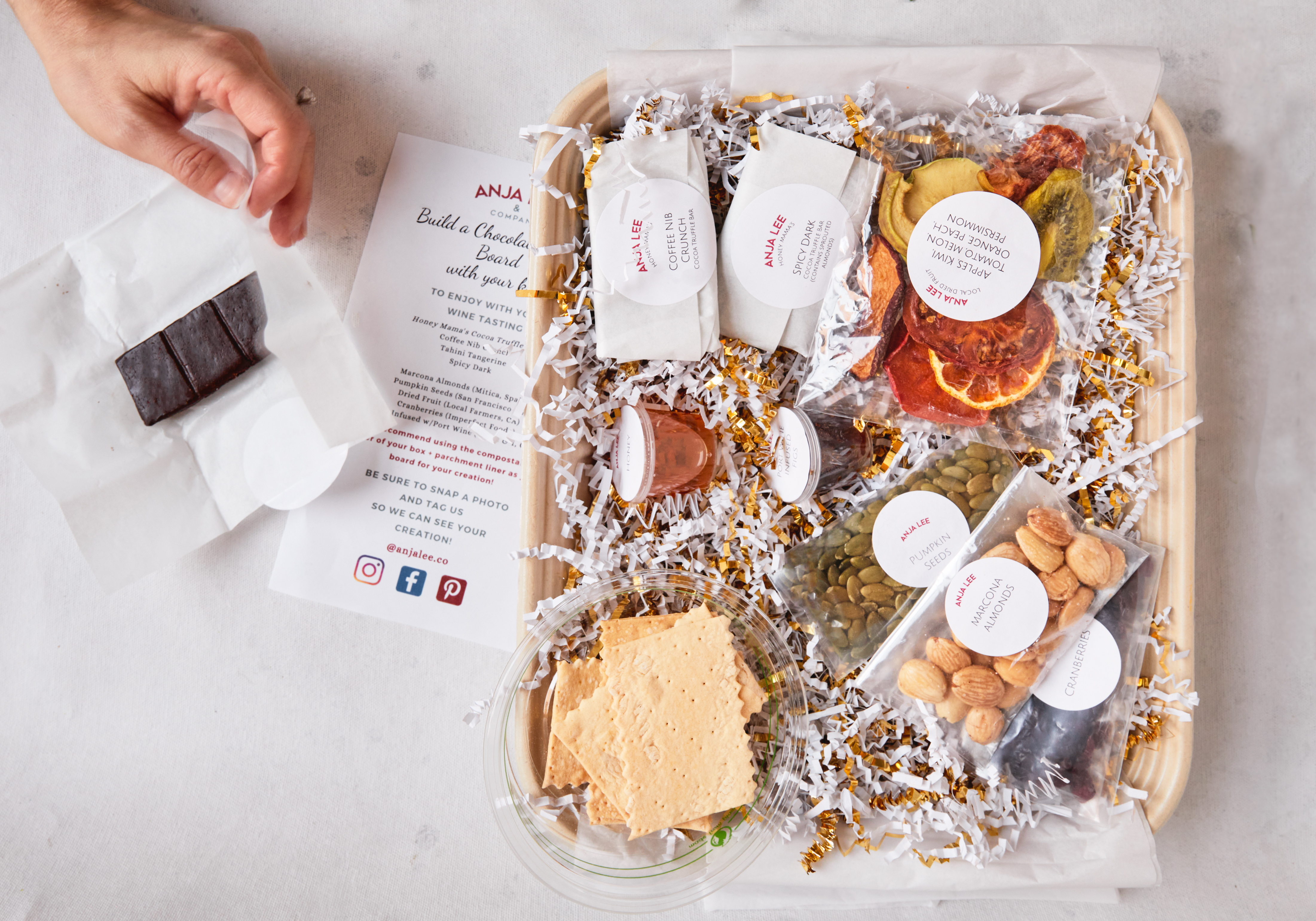 Chocolate bark kit with dried fruit, nuts and crackers