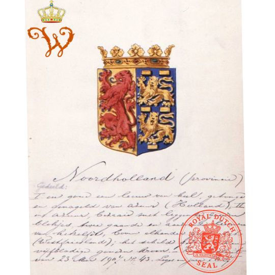 Указ Её Величества королевы Вильгельмины от 23 мая 1907 года, утверждающий герб Северной Голландии