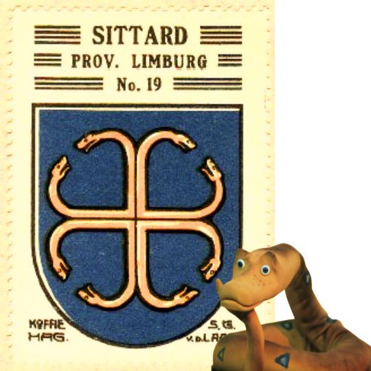 The coat of arms of the city of Sittard from the Koffie HAG album from 1930