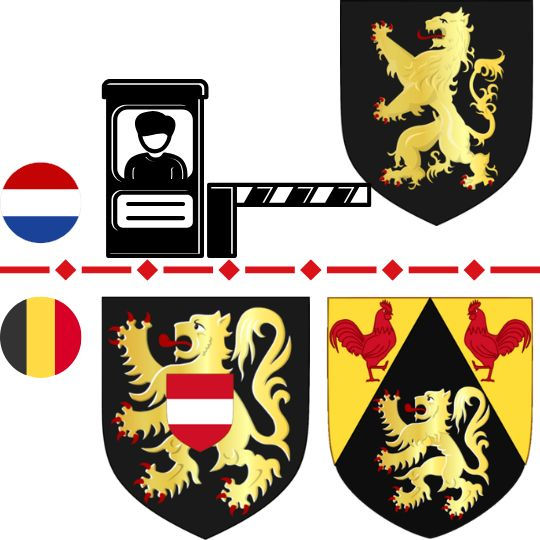 The Brabant lions, divided borders. But overall, it's not all that sad: Europe is united, the borders aren't so strict.