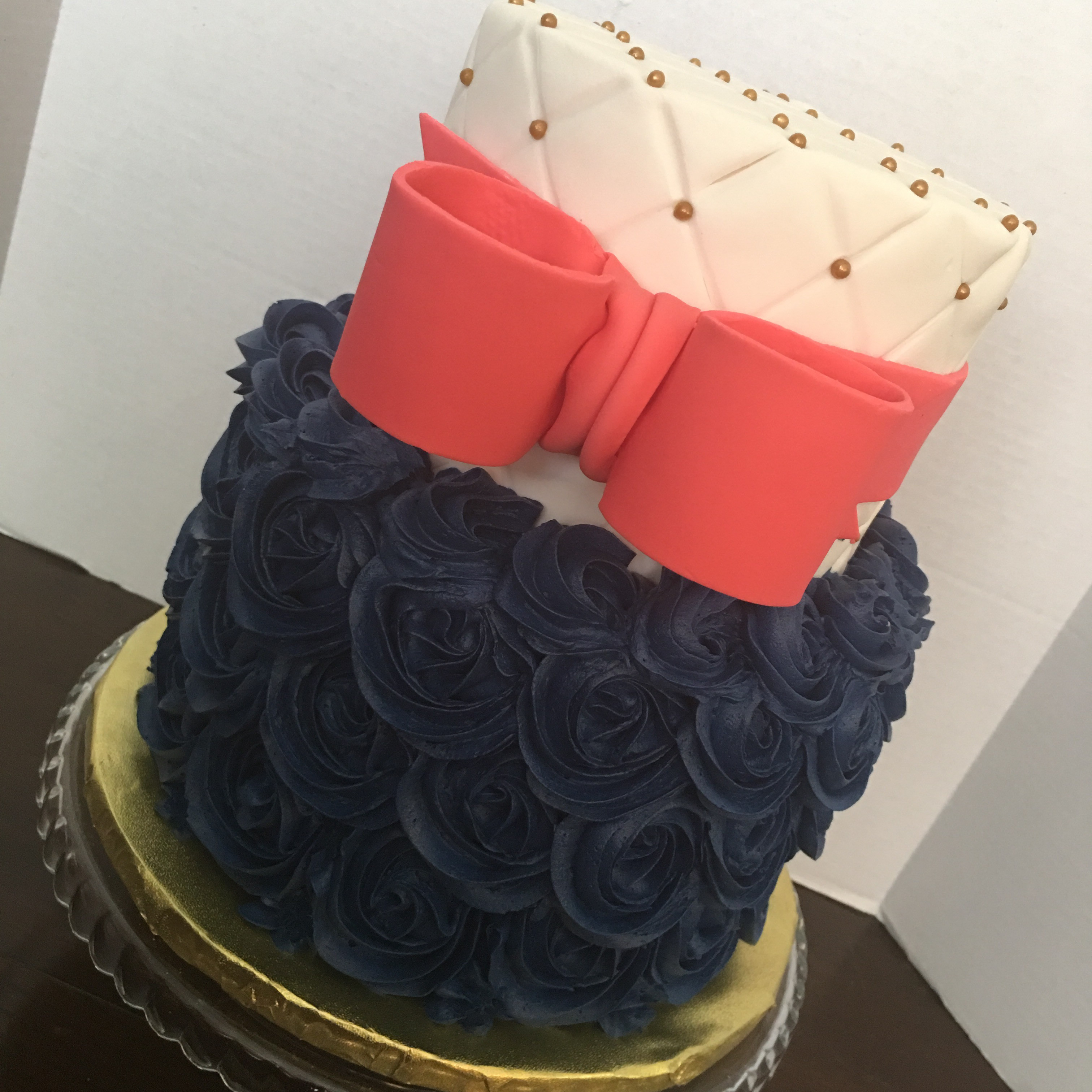Quilted And Rosettes Baby Shower Cake Quilted And Rosettes Baby Shower Cake