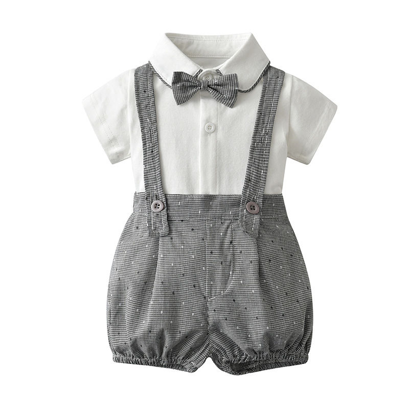 Little King Bow Tie & Suspender Heritage Romper Set