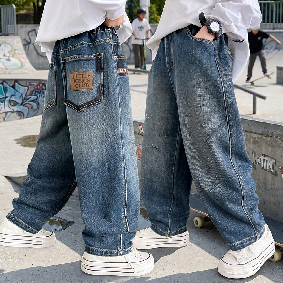 Thumbnail: Boys’ Vintage Wide Leg Denim Pants