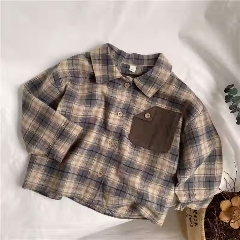 Thumbnail: Kids Checkered Plaid Shirt - Long Sleeve 