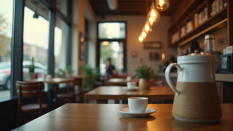 Close-up view of an inviting coffee shop interior