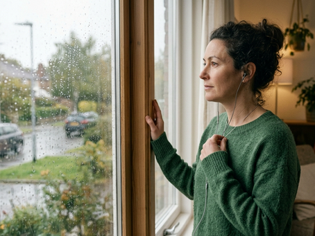 Person experiencing symptoms of PTSD looking out window, representing trauma recovery | The Harvest clinic
