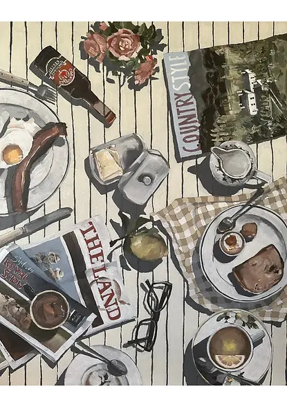 Painting of a breakfast table scene by Whitney Spicer