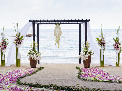 Destination wedding at a secluded beach resort