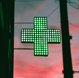 glowing emergency sign