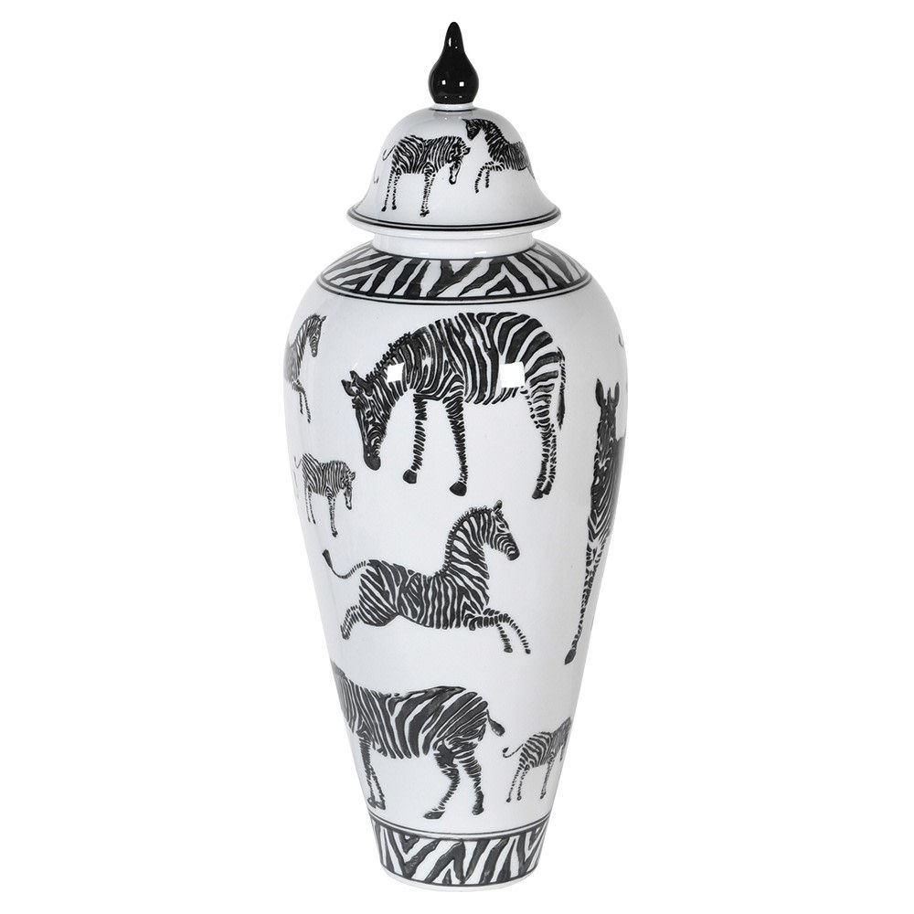 Small Lidded Zebra Print Ginger Jar
