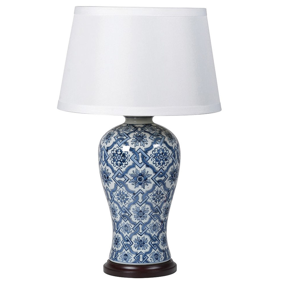 Blue Ceramic China Jar Lamp with Shade