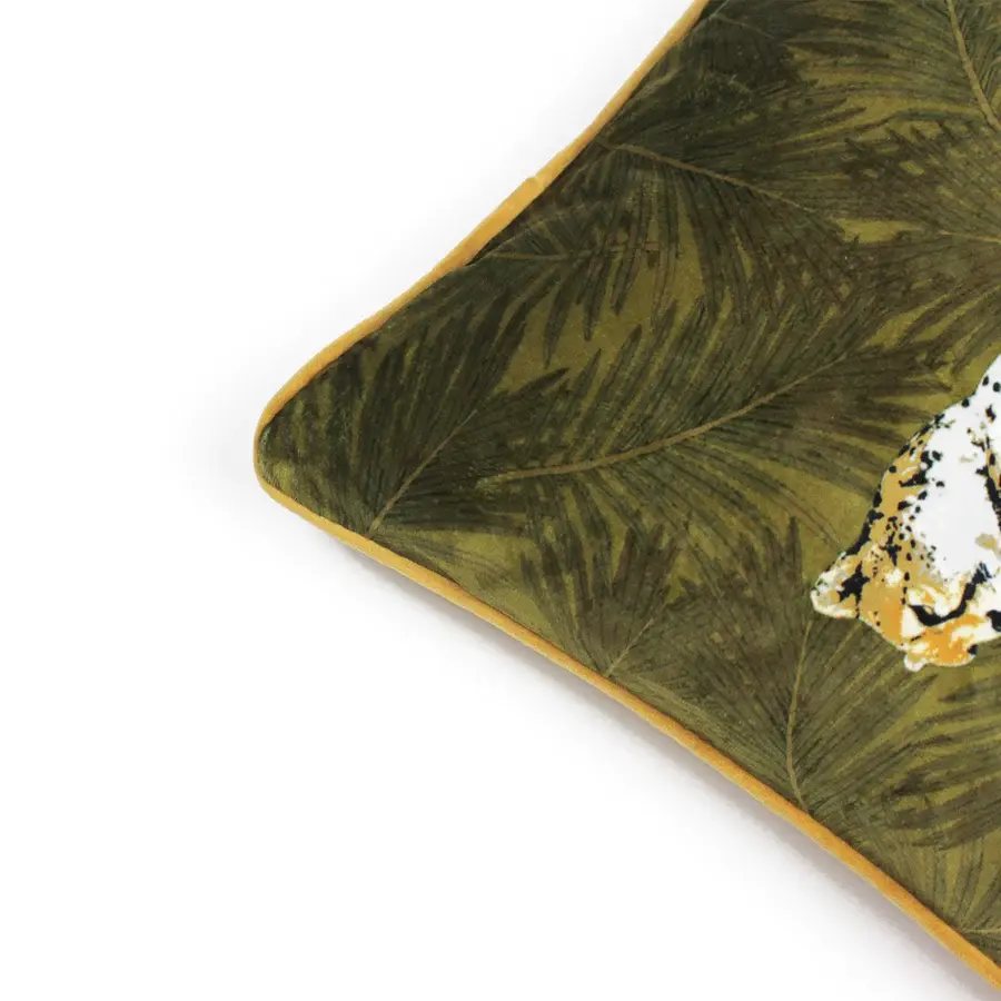 Thumbnail: Cheetah Forest Velvet Cushion Moss