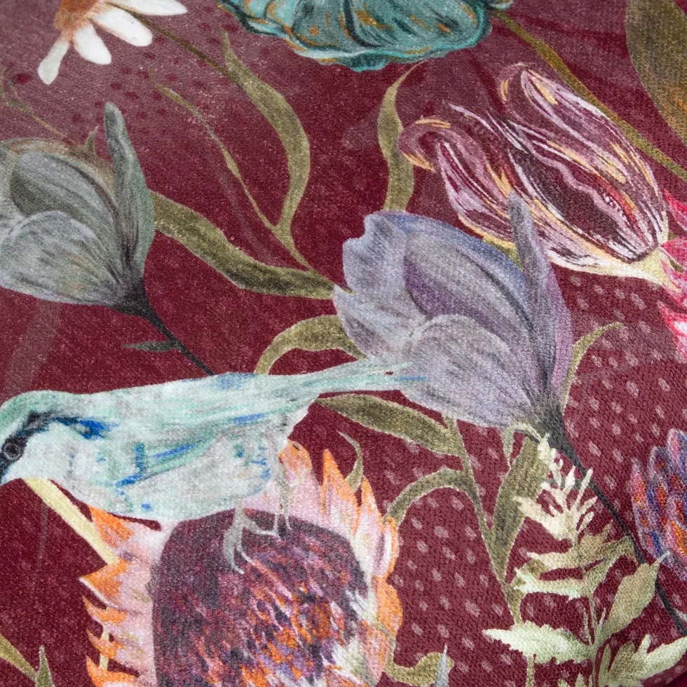 Thumbnail: Meadow Bloom Blossom Garden Printed Chenille Cushion Mauve
