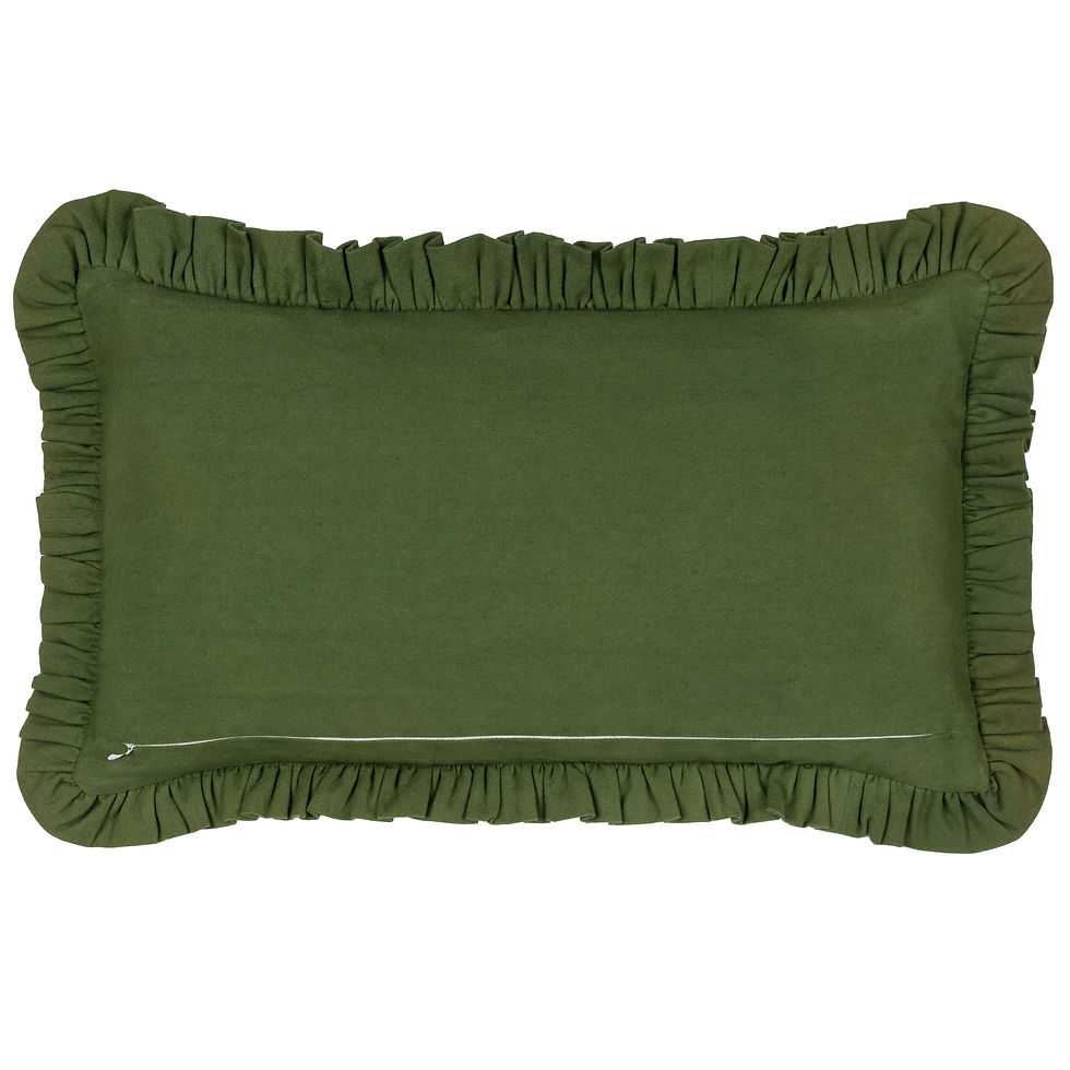 Thumbnail: Feeoni Home Sweet Home Embroidered Cotton Cushion Willow Green