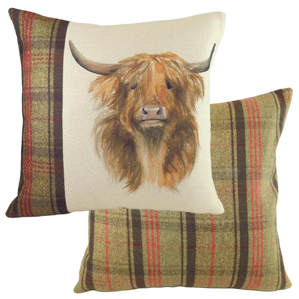Evans Lichfield Hunter Highland Cow Square Cushion Multicolour