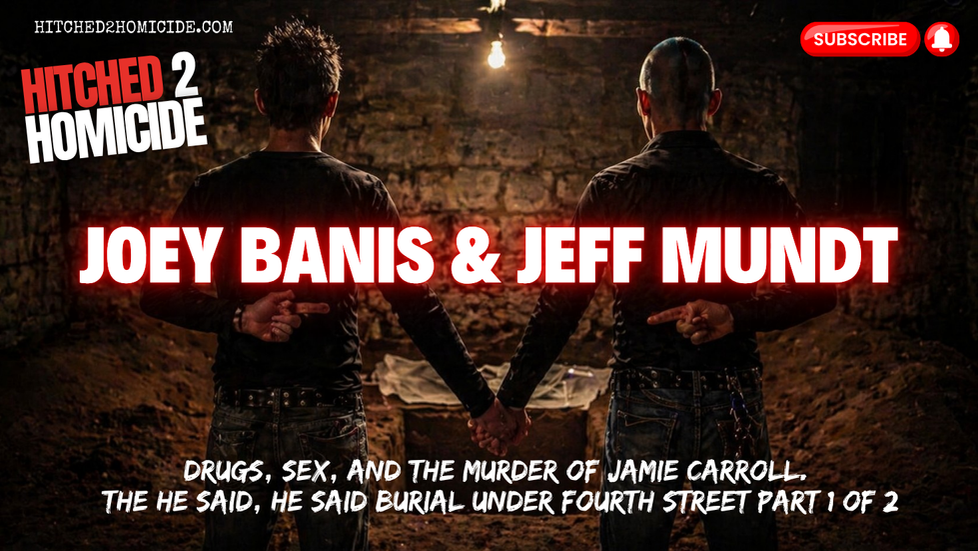 two men holding hands over an open grave in a creepy basement