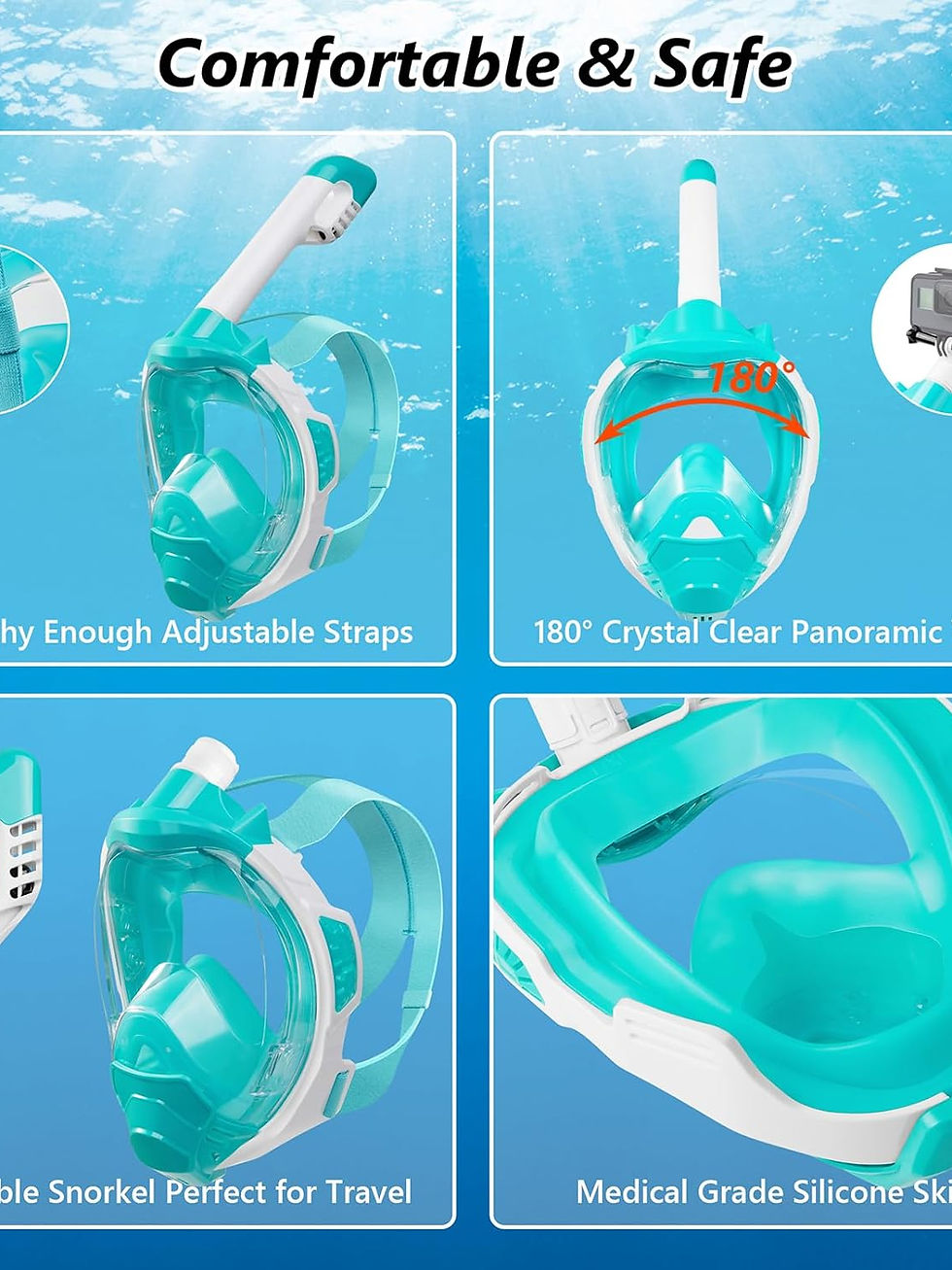 Miniatura: Máscara de cara completa para snorkeling Jwintee