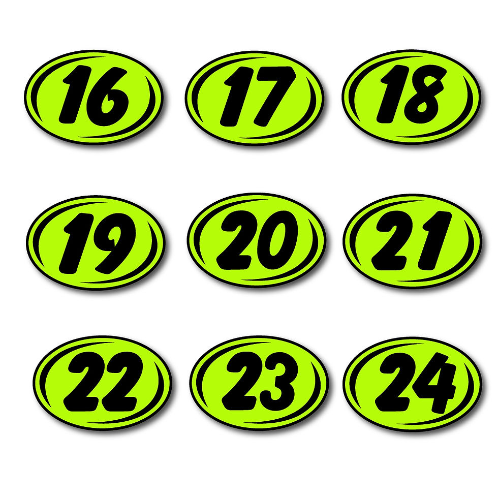 Thumbnail: SMALL 2 DIGIT YEAR OVALS - GREEN AND BLACK