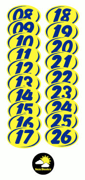 SMALL 2 DIGIT YEAR OVALS - BLUE AND YELLOW