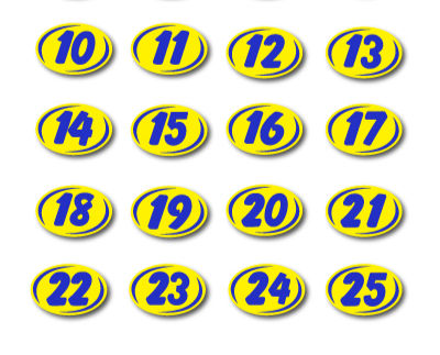 Miniatura: SMALL 2 DIGIT YEAR OVALS - BLUE AND YELLOW