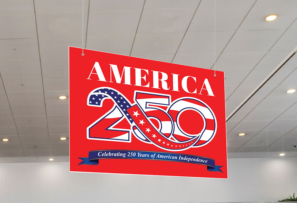 Miniatura: America 250 Hanging Display Sign, Red, 30x40 Inches, Celebrating 250 Years of Am