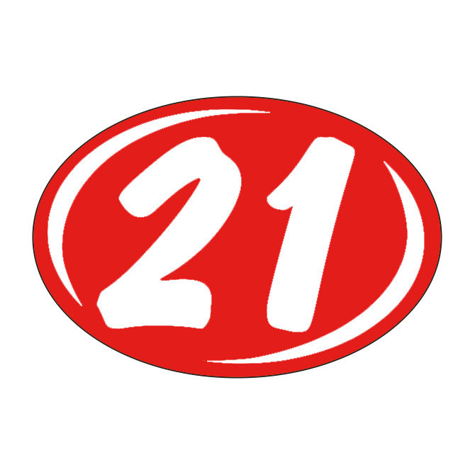 Thumbnail: SMALL 2 DIGIT YEAR OVALS - RED AND WHITE
