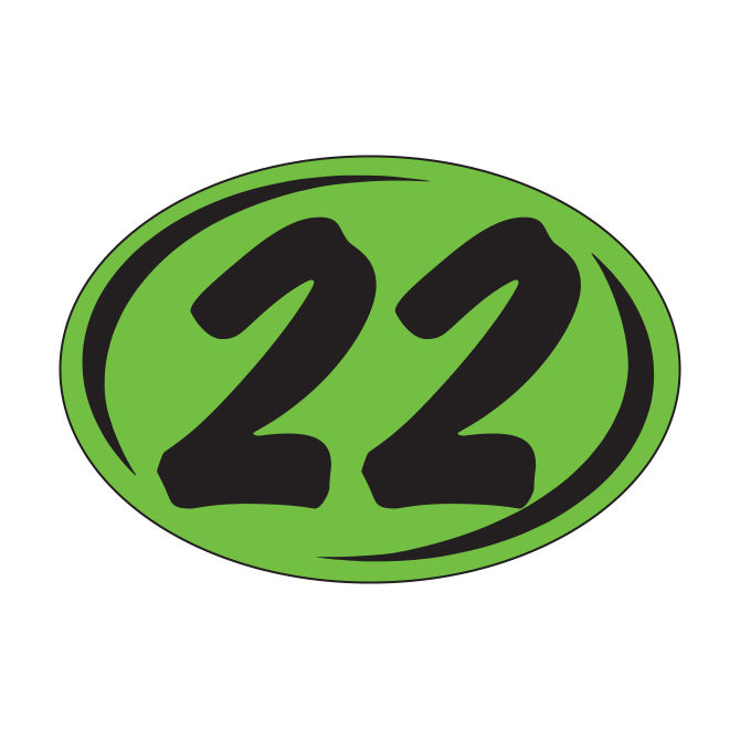 Miniatura: SMALL 2 DIGIT YEAR OVALS - GREEN AND BLACK