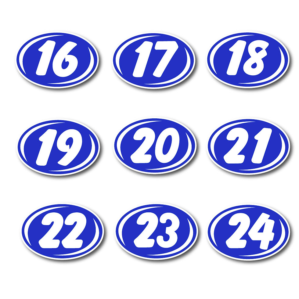 Thumbnail: SMALL 2 DIGIT YEAR OVALS - BLUE AND WHITE
