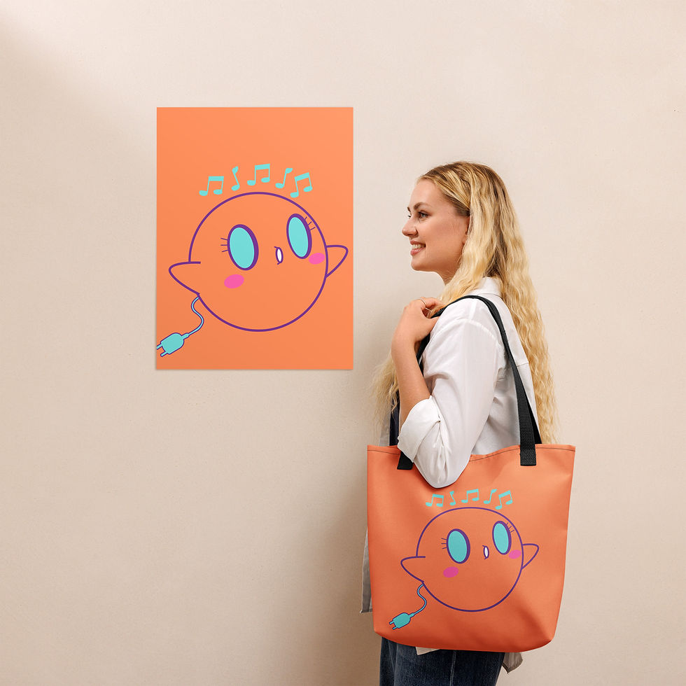 Femme qui porte le Tote bag orange Avec Illustration Anxighost