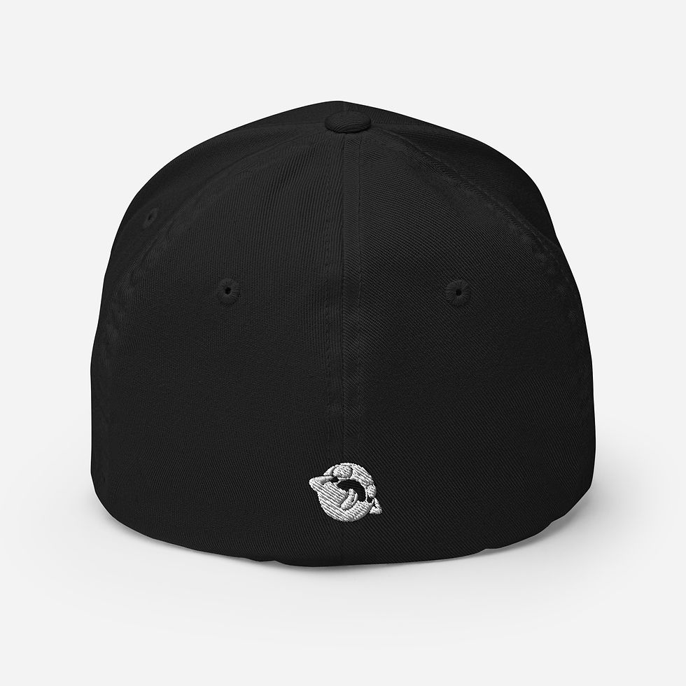 Vue arrière de la casquette Flexfit Autighost noir avec logo brodé